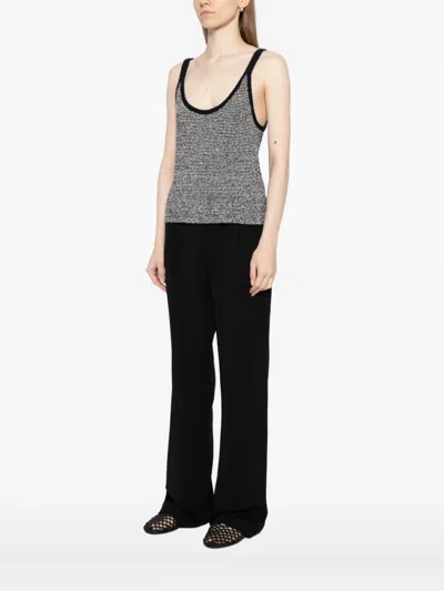 Vince Textured Microstripe Sweater In Gray