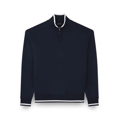 Paul & Shark Soft Cool Touch Wool Half Zip Sweater In Blue