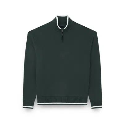Paul & Shark Soft Cool Touch Wool Half Zip Sweater In Green