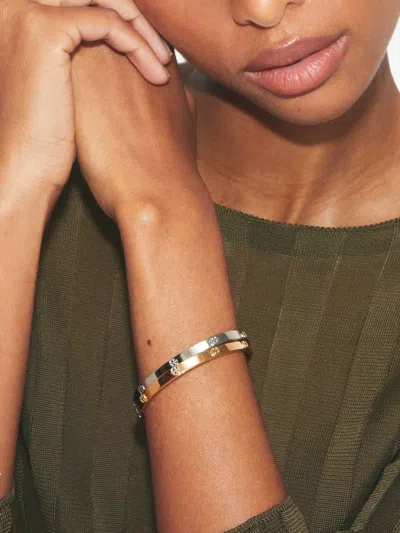 Tory Burch Miller Icon Stud Thin Cuff Bracelet In Metallic