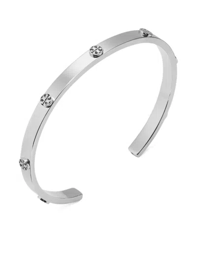 Tory Burch Miller Icon Stud Thin Cuff Bracelet In Metallic