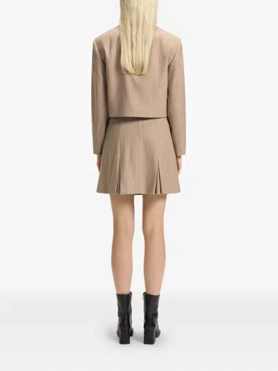 Hugo Boss Relaxed-fit Blazer In Pinstripe Flannel In Brown