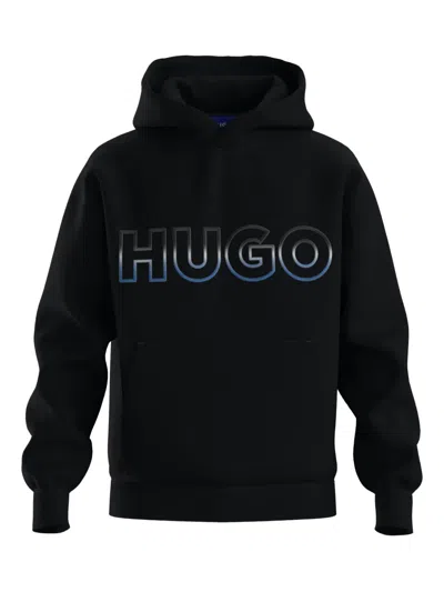 Hugo Boss Nogudi Long-sleeve Logo Graphic Hoodie In Black