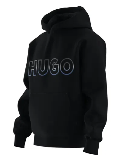 Hugo Boss Nogudi Long-sleeve Logo Graphic Hoodie In Black