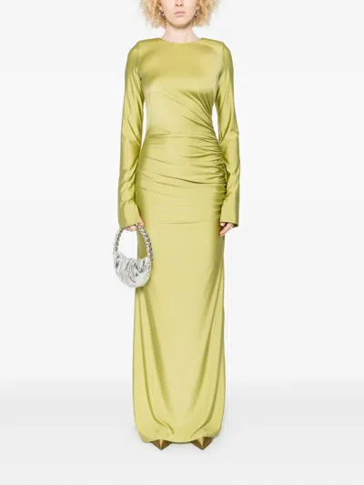 Danamè Long-sleeve Draped Dress In Green