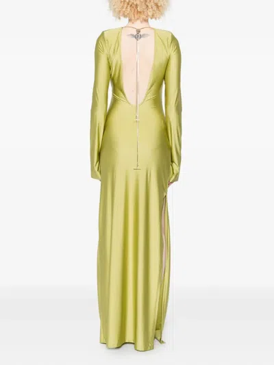 Danamè Long-sleeve Draped Dress In Green