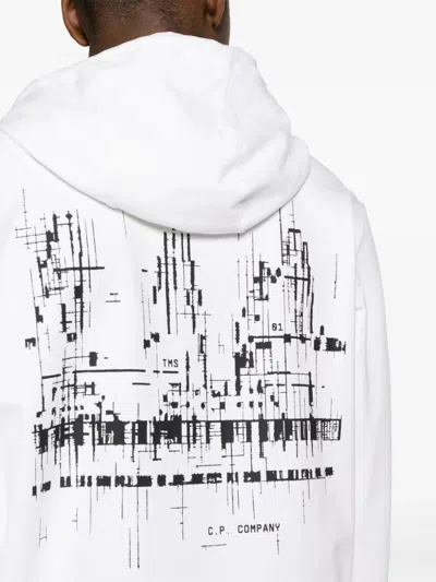 C.p. Company C.p.company Metropolis Series Stretch Fleece Graphic Hoodie In White