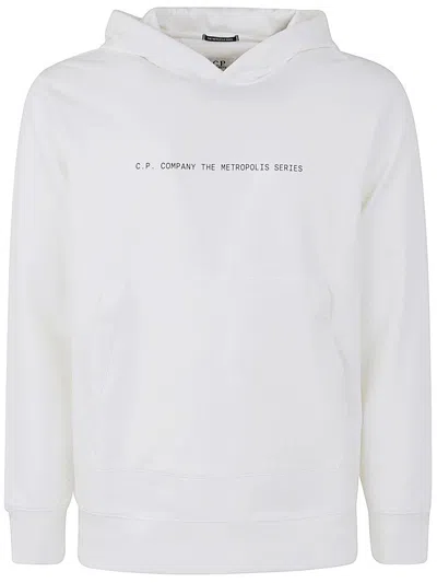 C.p. Company C.p.company Metropolis Series Stretch Fleece Graphic Hoodie In White