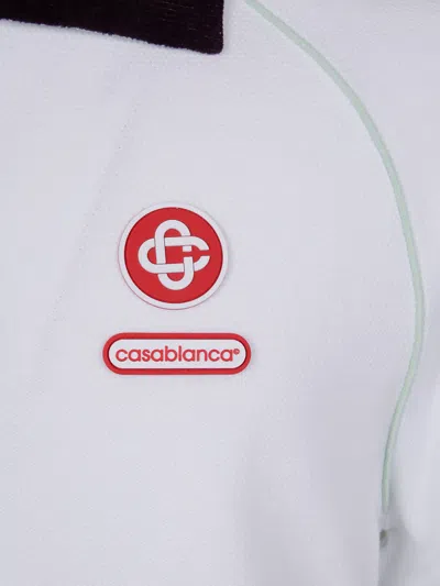Casablanca Piqu Cotton Polo Shirt In White