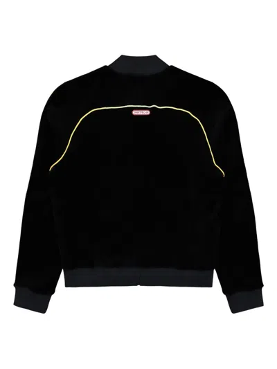 Casablanca Mens Velour Logo-patch Cotton-blend Track Jacket Black In Black