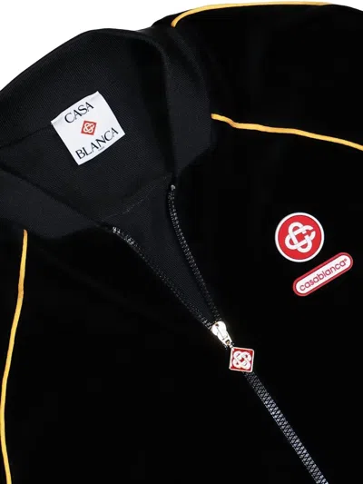 Casablanca Mens Velour Logo-patch Cotton-blend Track Jacket Black In Black