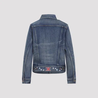 Celine Vintage Inspired Denim Jacket Pockets In Blue