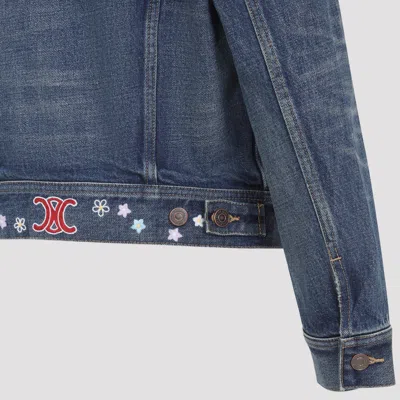 Celine Vintage Inspired Denim Jacket Pockets In Blue