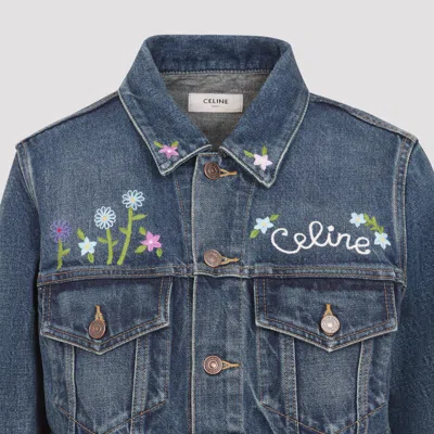 Celine Vintage Inspired Denim Jacket Pockets In Blue