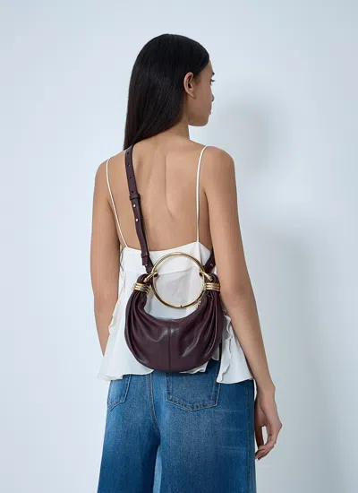 Chloé Brarcelet Mini Top-handle Bag In Grained Leather In Red