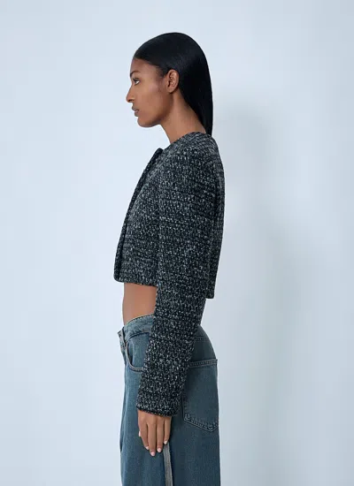 Diesel Cropped Jacket In Bouclé Fabric In Blue