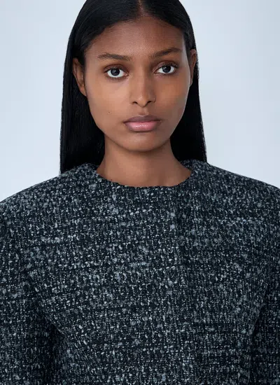 Diesel Cropped Jacket In Bouclé Fabric In Blue