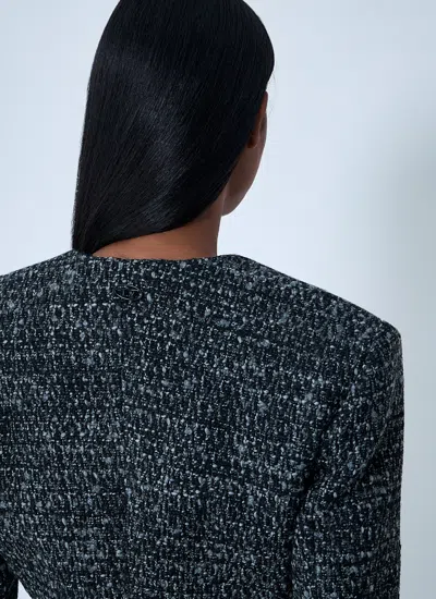 Diesel Cropped Jacket In Bouclé Fabric In Blue