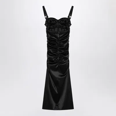 Dolce & Gabbana Dolce&gabbana Draped Black Dress With Bra Detail Women In Black