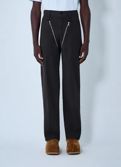 Dries Van Noten Brown Cotton Canvas Straight-leg Trousers In Brown