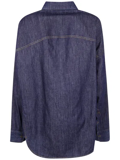 Dries Van Noten Casual Denim Long Sleeve Shirt In Blue