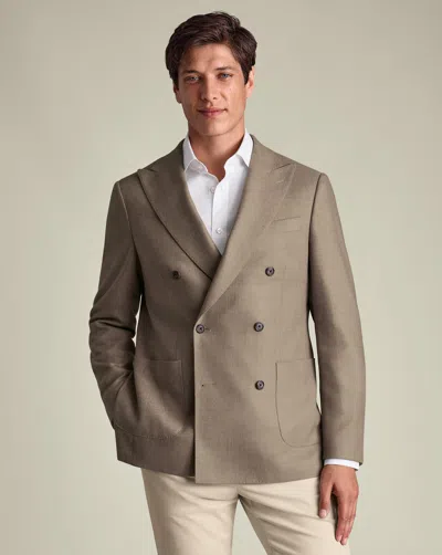 Charles Tyrwhitt Men's  Double Breasted Wool Silk Na Jacket In Neutral