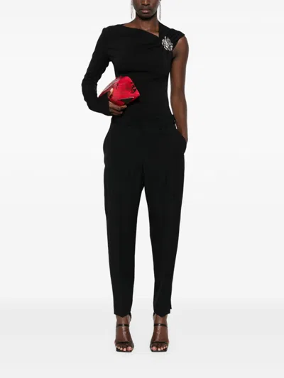 Dsquared2 Trousers With Pleated Front And Tapered Leg In Black