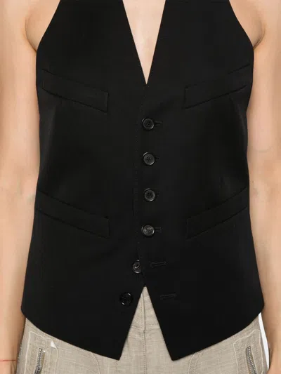 Dsquared2 Black Wool Waistcoat In Black