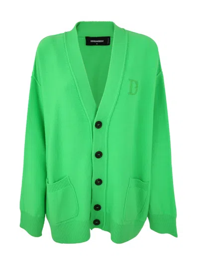 Dsquared2 Statement Knit Cardigan Featuring Pockets In Green