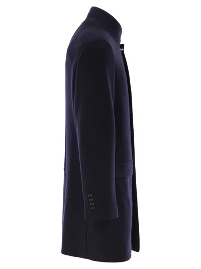 Fay Wool Single-breasted Coat In Blue