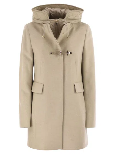 Fay Ivory Short Coat With Tailored Silhouette And Minimalist Design In Neutral