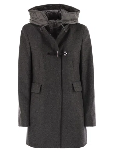 Fay Toggle Wool-blend Coat In Black