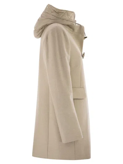 Fay Ivory Short Coat With Tailored Silhouette And Minimalist Design In Neutral