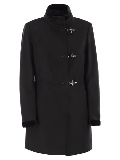 Fay Short Tailored Coat With Metal Toggle Closures In Black