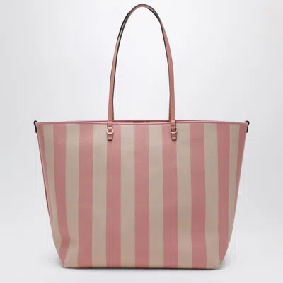 Fendi Women Roll Large Striped Tote Bag In Pink