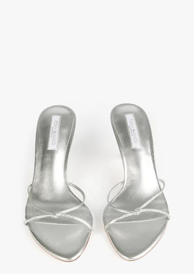 Tony Bianco Dana Heeled Mules Silver Nappa Metallic