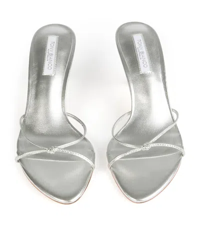 Tony Bianco Dana Heeled Mules Silver Nappa Metallic