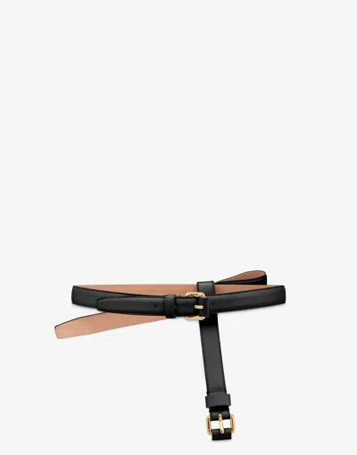 Moschino Bow-detail Leather Belt In Black