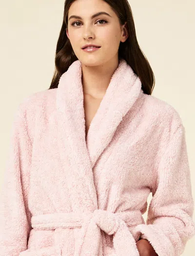 Papinelle Cosy Short Plush Robe In Pink