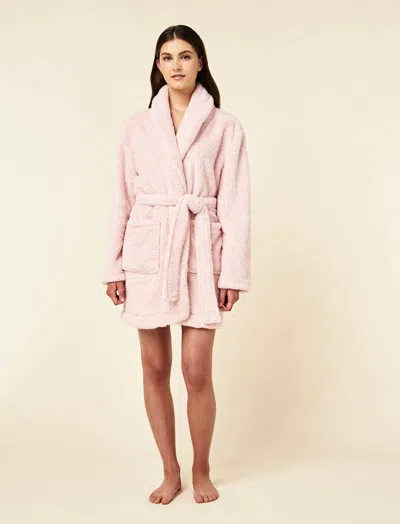 Papinelle Cosy Short Plush Robe In Pink