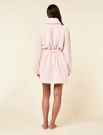 Papinelle Cosy Short Plush Robe In Pink