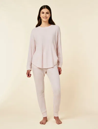 Papinelle Super Soft Waffle Relaxed Top And Jogger Set In Pink