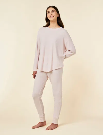 Papinelle Super Soft Waffle Relaxed Top And Jogger Set In Pink