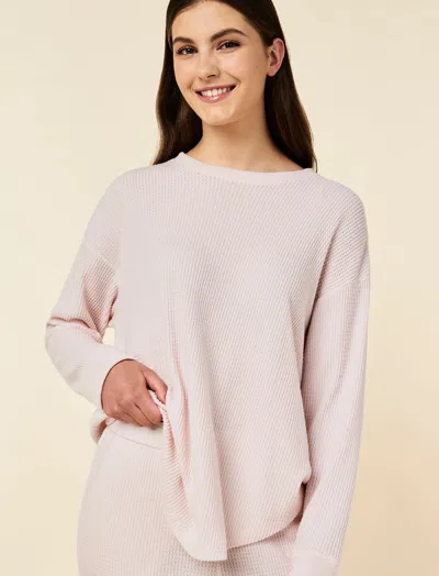 Papinelle Super Soft Waffle Relaxed Top And Jogger Set In Pink