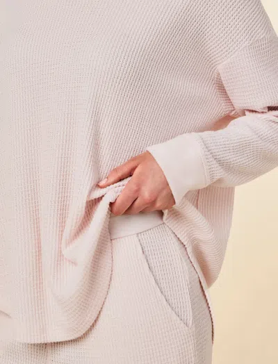 Papinelle Super Soft Waffle Relaxed Top And Jogger Set In Pink