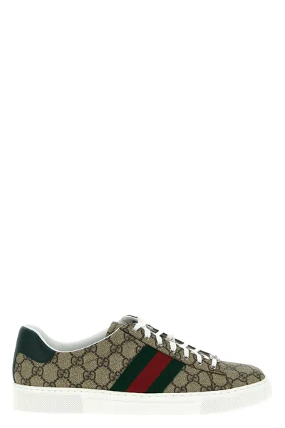 Gucci Men Ace Supreme Gg Fabric Low-top Sneakers In Multi