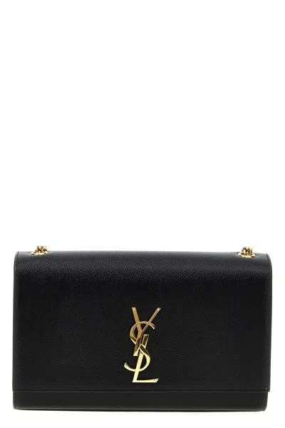 Saint Laurent Kate Small Ysl Shoulder Bag In Leather In Black