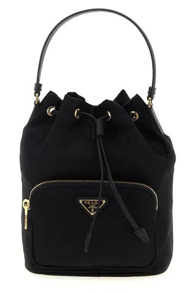 Prada Contemporary Re-nylon Bucket Bag Design In Black