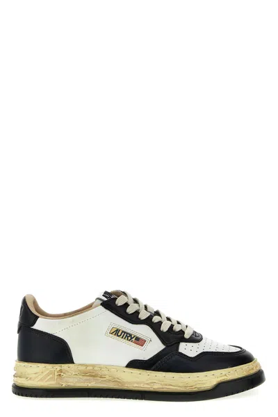 Autry Medalist Low Vintage X Mihara Yasuhiro White And Black Sneakers With Handcrafted Sole In Leather Man In Multi