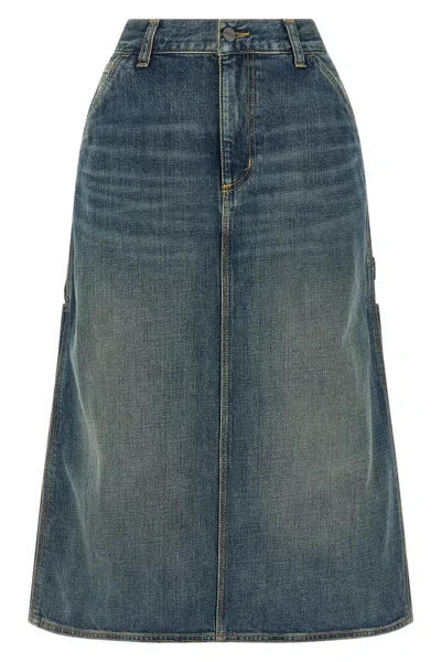 Carhartt Knee Length Skirt Pockets Belt Loops In Blue